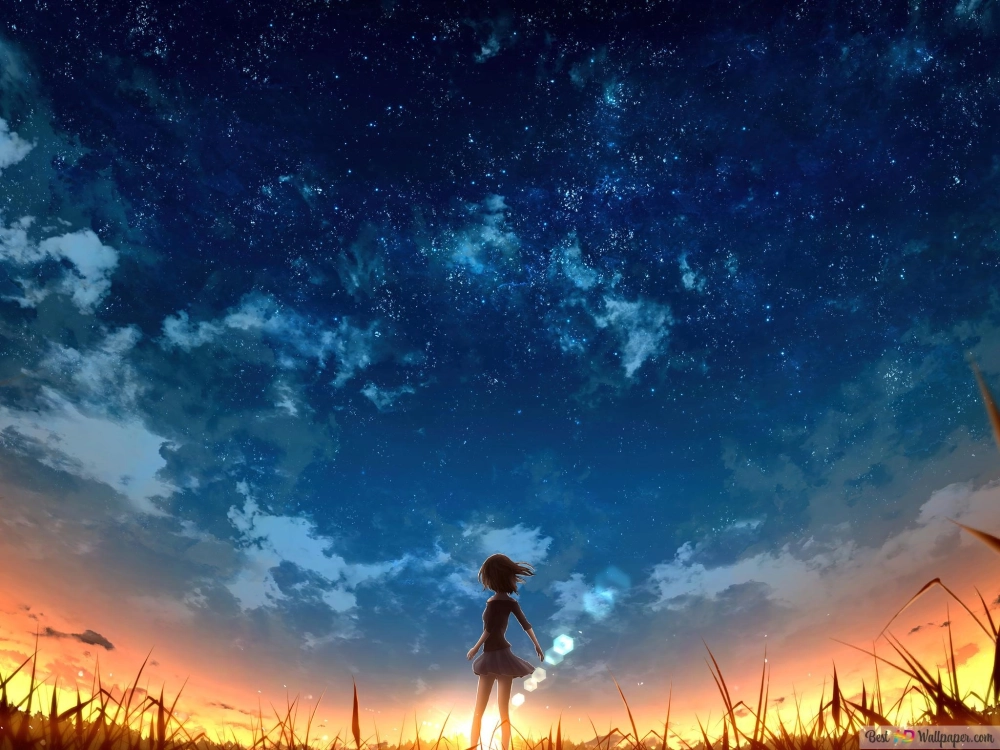 Tranh phong cảnh bầu trời đêm sao sáng đẹp