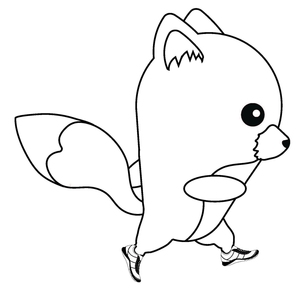 Tranh tô màu con cáo ngồi ngộ nghĩnh dễ thương