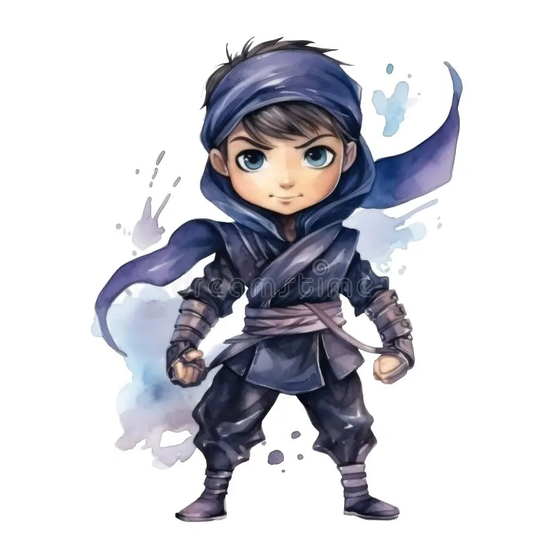 Chibi ninja coloring page phù hợp cho bé tô màu giải trí