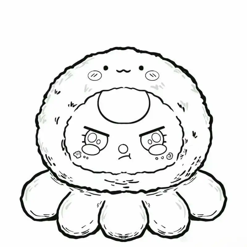 Tranh tô màu baby three hải sản dễ thương cho bé.