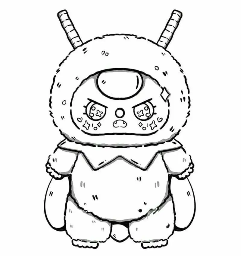 Tranh tô màu baby three mắt nước sinh động.