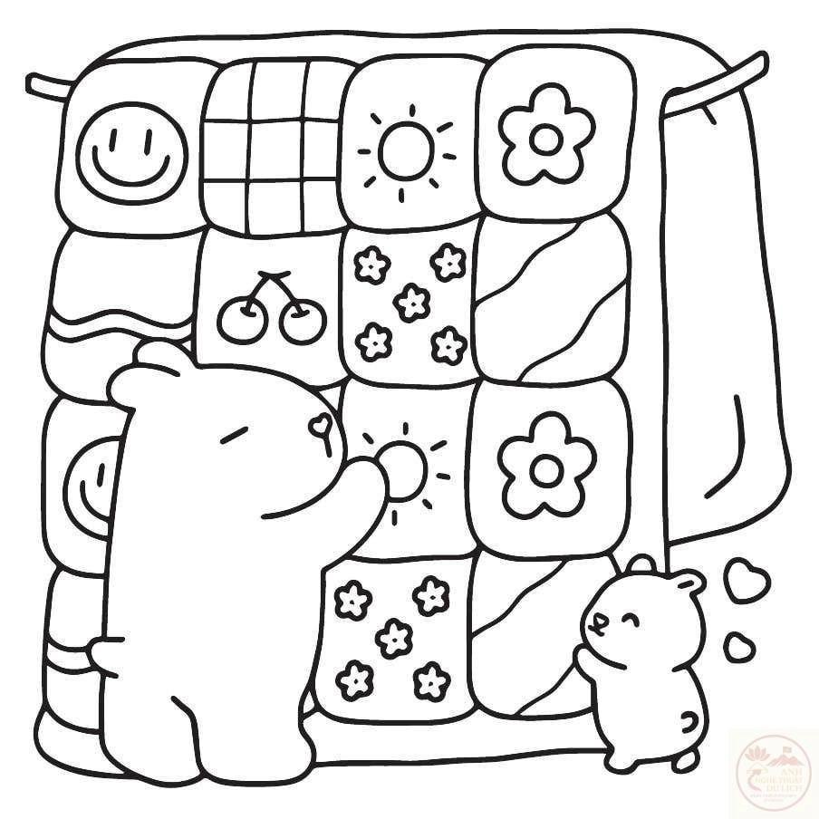 Tranh tô màu capybara dễ tô phù hợp cho bé mới làm quen tô màu