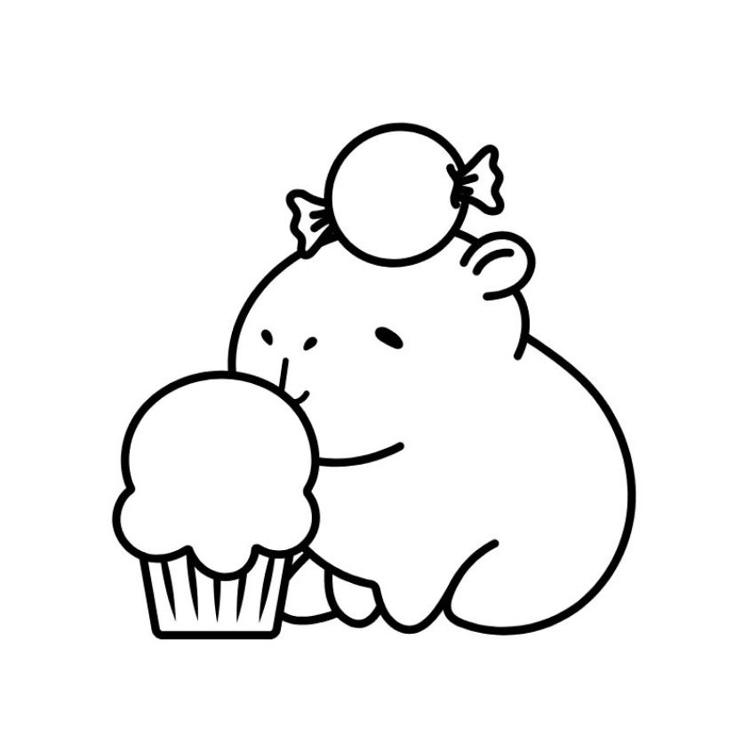 Tranh tô màu capybara đáng yêu với biểu cảm ngộ nghĩnh