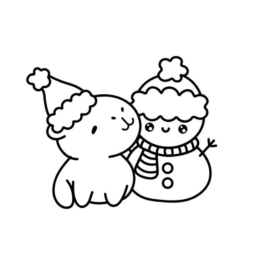 Tranh tô màu capybara dễ thương với tạo hình thân thiện gần gũi