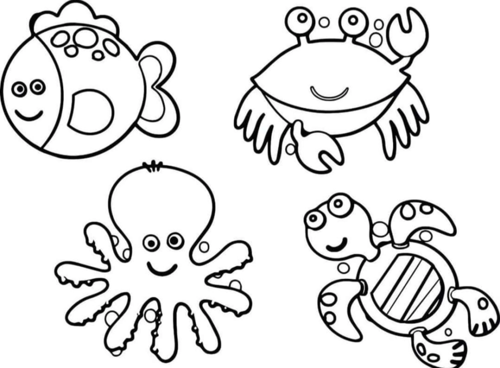 Hình vẽ các con vật sống dưới nước giúp bé vừa học vừa chơi