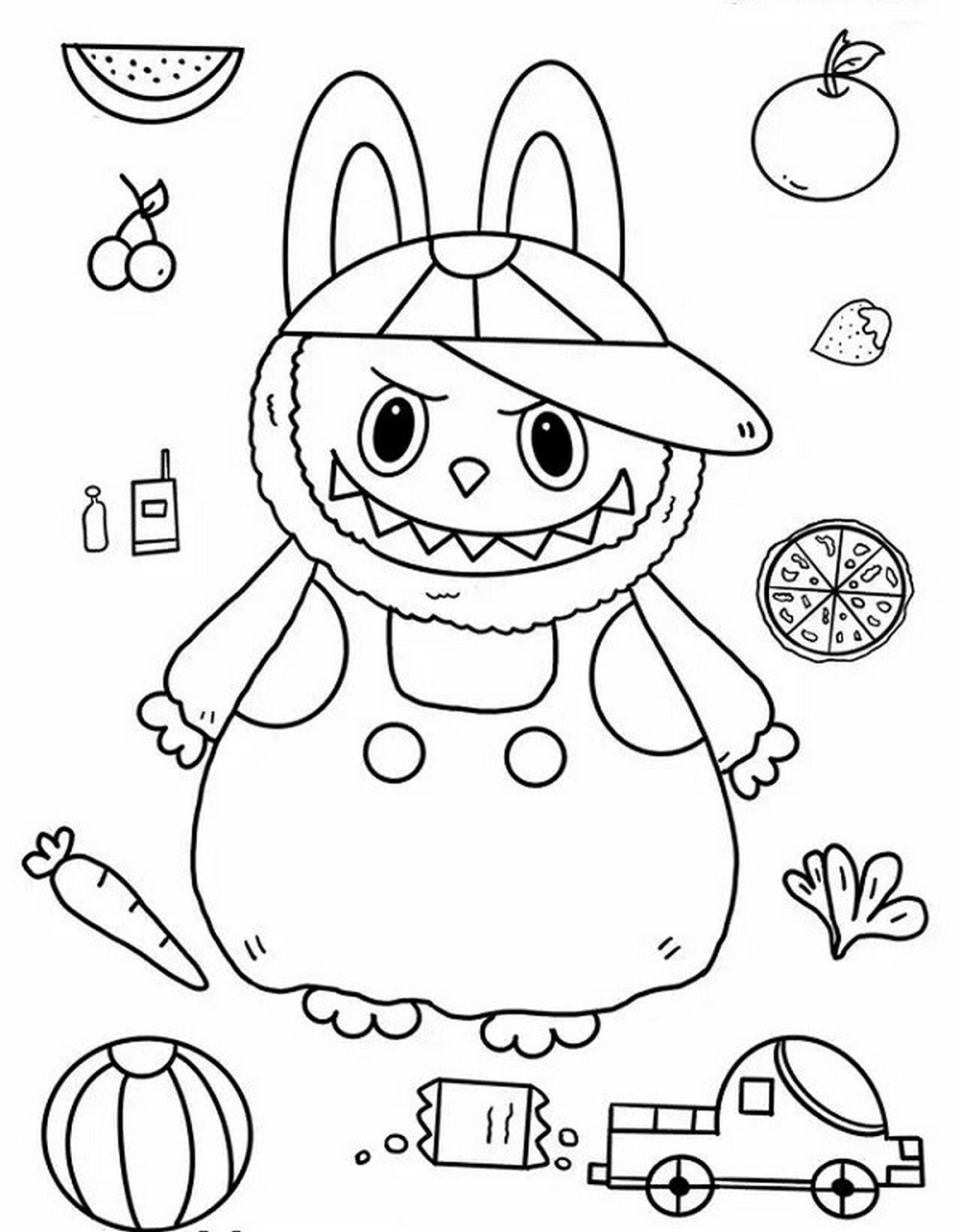 Hình vẽ hình vẽ tranh tô màu labubu đơn giản dễ in và dễ tô