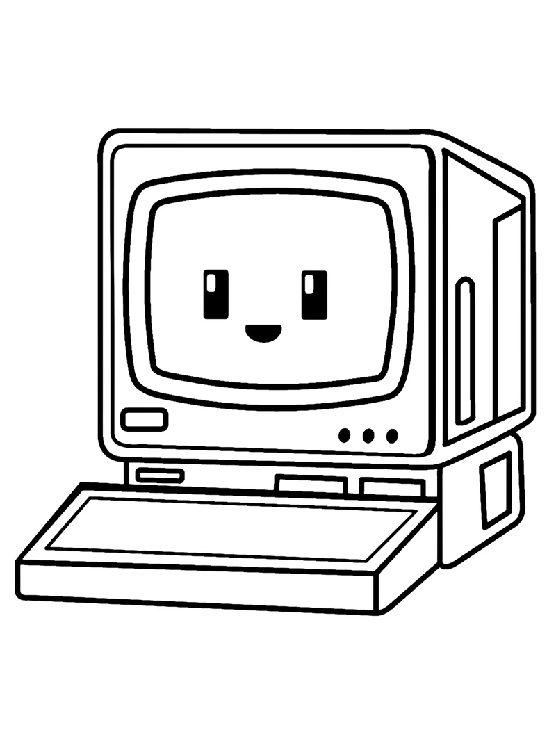 Tải ngay hình tô màu cái máy tính cực thú vị cho bé tập tô