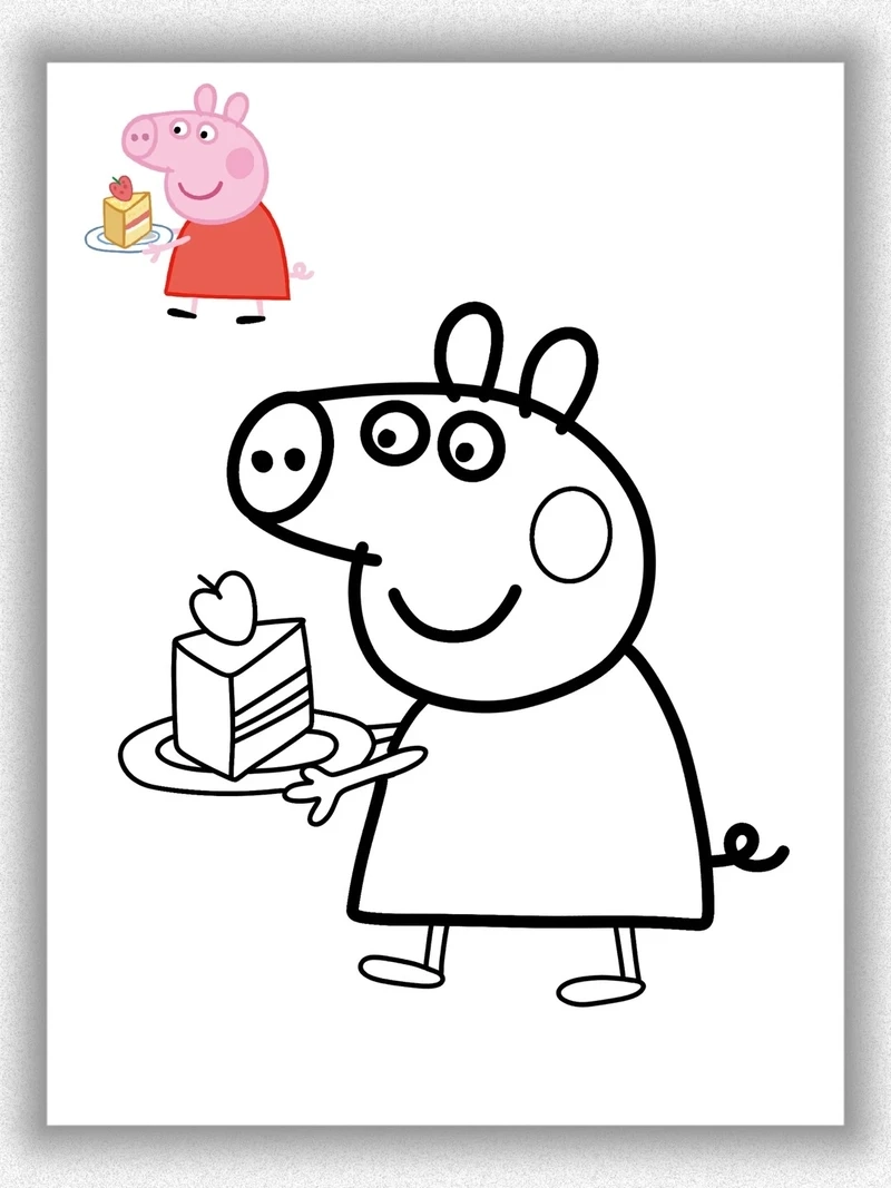 Bé mới tập tô đừng bỏ lỡ tranh tô màu Peppa Pig đơn giản dễ vẽ