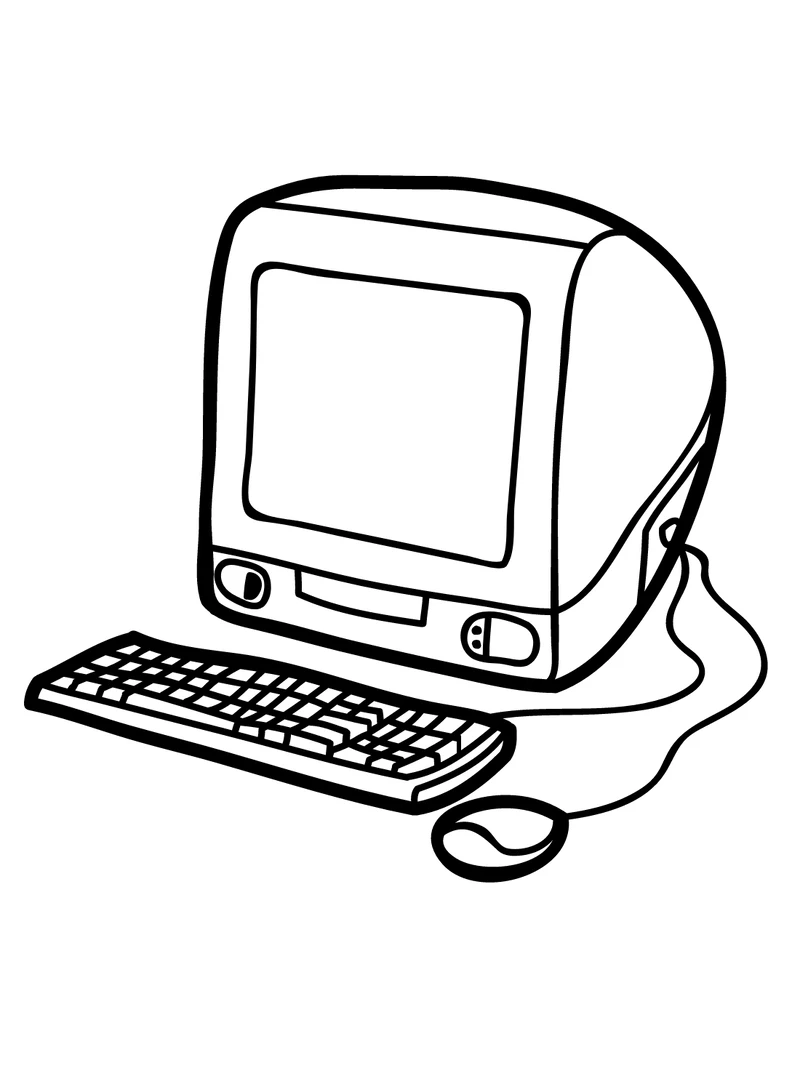 Thử sức với tranh tô màu cái máy tính chi tiết giúp bé rèn sự khéo léo