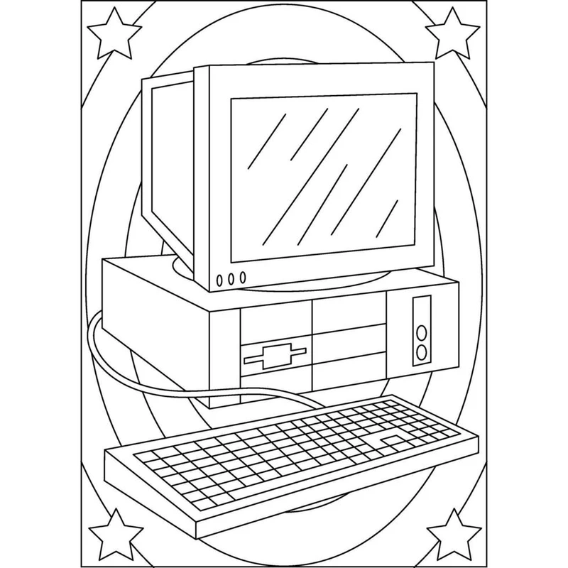 Cười thích thú với tranh tô màu cái máy tính ngộ nghĩnh cực vui