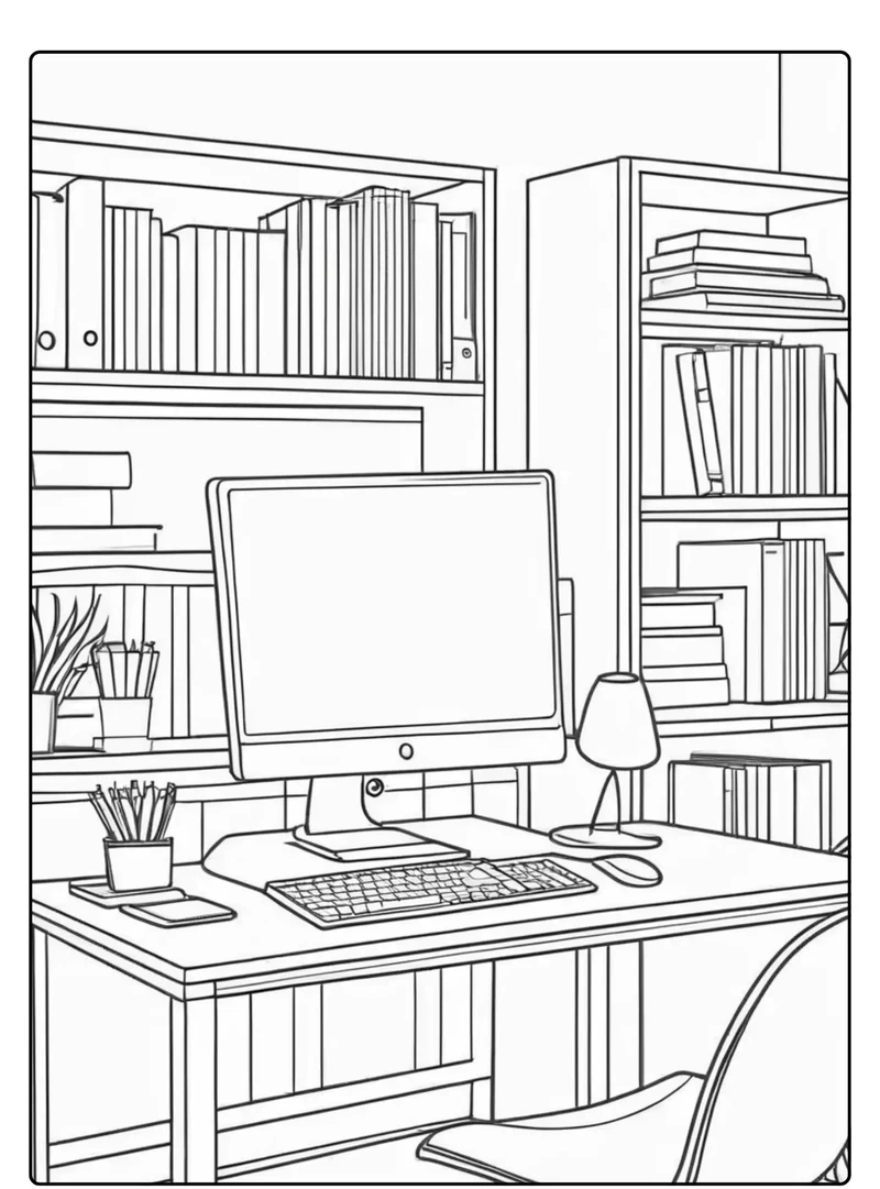 In ngay tranh tô màu cái máy tính in ra để bé tô tại nhà