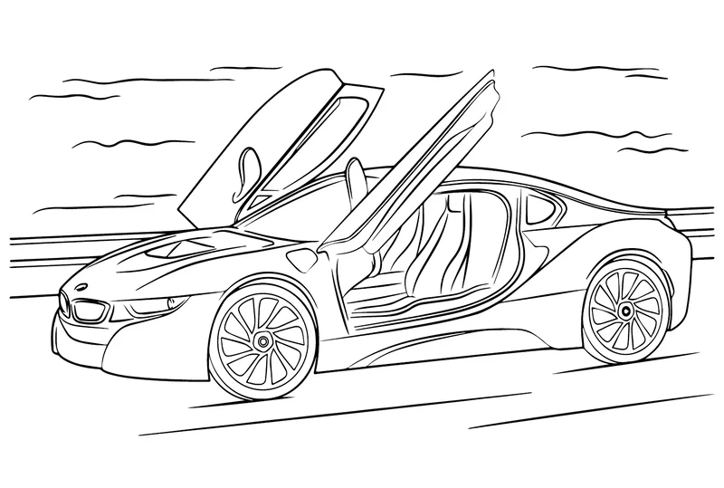 Bé vui học tập mỗi ngày với tranh tô màu xe trong tương lai cho trẻ em